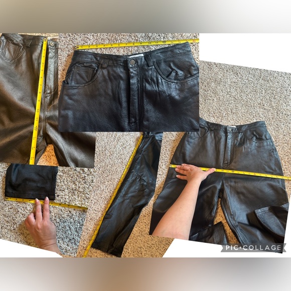 Vintage Bagatelle Black 100% Leather Pants Straight Leg Mom Style High waist 12 - Picture 10 of 11